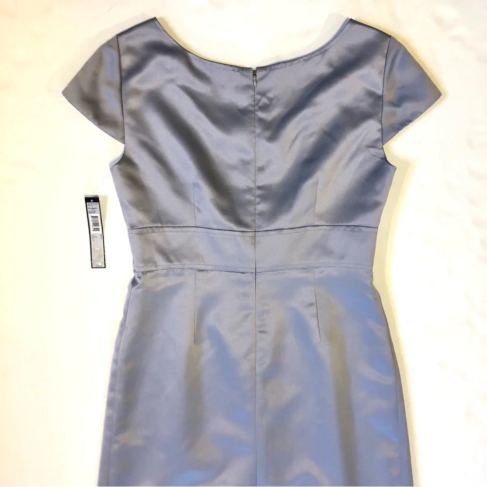 NWT Tahari Pewter Grey Paula Satin Dress 8 - Picture 9 of 15